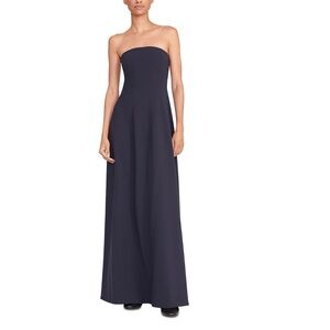 STAUD Navy Strapless Benjamin Strapless Crepe Gown